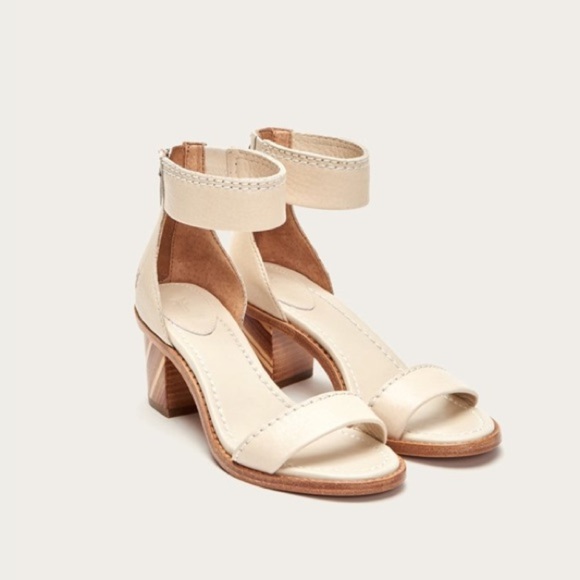 Frye Classic Cream Brielle Zip Block Ankle Heels - Picture 5 of 16